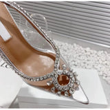 Luxury Rhinestone Hollow out Women Pumps Wedding Shoes Clear PVC High heels Elegant Summer Party Bridal MartLion   