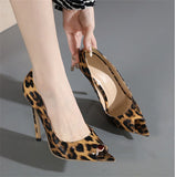 Liyke Shoes Pumps Women Leopard Print Pointed Peep Toe Stripper Heels Party Female Sandals Stiletto Zapatos Mujer Mart Lion   