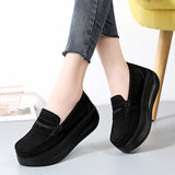 Spring Autumn Shoes Woman Platform Genuine Leather Flats Thick Sole Loafers Moccasins MartLion   