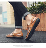 Golden Sapling Breathable Men's Sandals Genuine Leather Summer Shoes Leisure Loafers Casual Flats Casual for Men's MartLion   