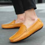  Genuine Leather Men's Casual Shoes Soft Loafers Moccasins Breathable Slip on Black Driving MartLion - Mart Lion