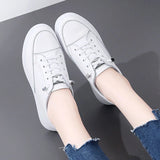 Genuine Leather Women Casual Sneakers Spring Summer Skate Shoes Ladies Little White Vulcanized MartLion   