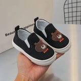 Children Casual Shoes Girls Canvas Shoes Boys Slip-on Baby Cute Cartoon Print Sneakers MartLion Black 23 insole 14cm 