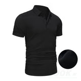 Tall Men's Golf Shirt Lop-up Hollow Short-sleeved Shirt MartLion Black EUR 3XL -110-130kg 