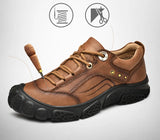 Golden Sapling Genuine Leather Shoes Men's Outdoor Trekking Casual Mountain Footwear Leisure Flats Platform Work Flat MartLion   