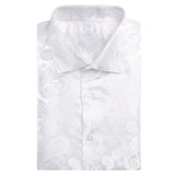 Hi-Tie Blue Red Green Beige Short Sleeves Men's Shirts Jacquard Silk Paisley Spring Summer Hawaii Shirt Wedding MartLion   