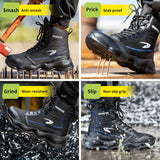 Men's Safety Shoes Work Waterproof Breathable SRA Non-slip EVA Boots steel toe cap MartLion   