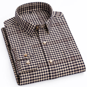 Men's Flannel Long Sleeve Premium Heavy Cotton Shirt England Casual MartLion   