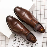 Classic Italian Style Career Office Leather Shoes Pointy Toe Wedding Dress Shoes Men MartLion   