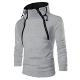 Men's Hoodies Long Sleeve Sweatshirts for Men Zipper Hooded Pullover Neck Mens Sweatshirt Top Jacket Coat Black Sweater MartLion Grey XXL 