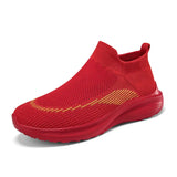 Men's Socks Shoes Sneakers Unisex Spring Summer Breathable Slip-on Platform MartLion red 273 35 CHINA