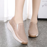 Hollow Elastic Women sneakers Slip Summer Wedges Outsole Ladies Shoes Breathable loafers MartLion   