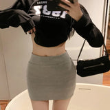 Women's Wrap Short Skirt Waist Elastic Slim Fit Solid Color Half length Skirt MartLion   