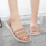 Summer Peep Toe Stappy Women Sandals Shoes Candy Color  Beach Valentine Rainbow Clogs Jelly Flats Mart Lion   