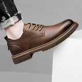 two layer cowhide casual shoes breathable soft sole men's shoes MartLion   