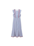 Summer Striped Dress For Women O-Neck Sleeveless Woman Zipper Long Dresses MartLion blue L 