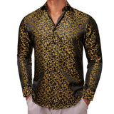 Designer Shirts Men's Silk Long Sleeve Light Purple Silver Paisley Slim Fit Blouses Casual Tops Breathable Barry Wang MartLion 0426 S 