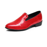 Red Glitter Leather Shoes Men's Height-increasing High Heels Slip-on Pointed Toe Casual Shoes MartLion red 825 39 CHINA