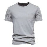 Outdoor Casual T-shirt Men's Pure Cotton Breathable Knitted Short Sleeve Solid Color Mart Lion Light Grey EU size M 