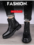 Genuine Leather Boots Men's Keep Warm Winter With Fur Ankle Dress Masculina Mart Lion   