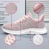 Spring and Autumn Women's Casual Sports Shoes Knitted Upper Breathable Shoes Pink Black MartLion   