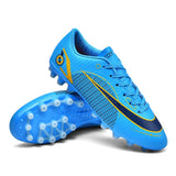 Football Boots Men's Anti Slip Society Soccer Cleats Long Spikes Soccer Shoes Kids Lightweight Mart Lion Blue cd Eur 31 