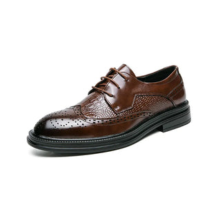 Classic Brown Men's Dress Shoes Pointed Toe Leather Derby Casual Brogue zapatos vestir MartLion brown 1207 37 CHINA