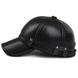 Autumn Winter Hat Men's Leather Hats Earmuffs Thermal Baseball Caps Middle-Aged Snapback Peaked Cap Gorra MartLion   
