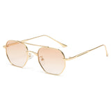 Retro Double Bridges Peach Pilot Sunglasses Women Men's Designer Luxury Metal Frame Eyewear MartLion light brown pictures show 