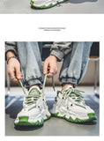 White Green Casual Sneakers Men's Height-increasing Platform Shoes Lace-up Hip-hop Zapatillas De Hombre MartLion   