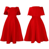 Summer solid color casual cloak dress short sleeve elegant party dress women clothing MartLion   