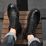 British Style Men's Interview Formal Boots High-end Short Winter Trend High Top Shoes MartLion   