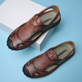 Golden Sapling Breathable Men's Sandals Genuine Leather Summer Shoes Leisure Loafers Casual Flats Casual for Men's MartLion   
