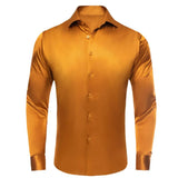 Pure Color Silk Men's Shirts Long Sleeve Suit Dress Shirt Blouse Summer Spring Wedding Prom Classic Designer MartLion SCY-1669 S 