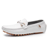 Men's Genuine Leather Loafers Soft Moccasins Shoes Autumn Flat Driving Folding Bean Zapatos Hombre MartLion 15118-White 47 