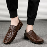 Crocodile Pattern Men's Loafers Genuine Leather Casual Shoes Moccasins Octopus Shape Boat Footwear Mart Lion   