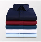 Men's Casual Solid Color Long-sleeved Shirt Slim Versatile White Shirt for Men MartLion   