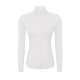 Jackets Women's Gym Autumn and Winter Outerwear Nylon Stretch Zipper Running Yoga Jogging Long-sleeved Top Fleece MartLion Pearlescent white 10 CHINA