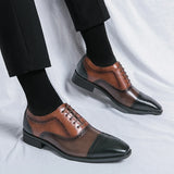 Luxury Brand Men's Banquet Dress Shoes Brogue Square Toe Leather Men's Genuine Leather Casual MartLion   
