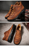 Outdoor Leather Sports Boots Men's Casual Sports Shoes Autumn High Top Walking Non-Slip Sneakers Mart Lion   