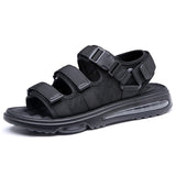 Pure Black Men's Casual Air Cushion Sandals Summer Shoes Light Weight MartLion Black 39 
