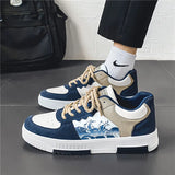Men's shoes breathable small white Korean version trend versatile casual wear-resistant sports board MartLion Dark Blue 39 