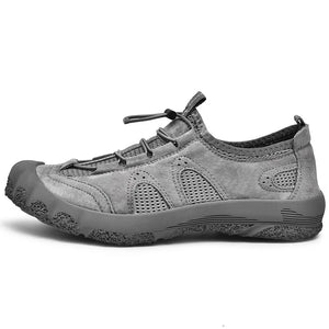 Golden Sapling Breathable Outdoor Shoes Summer Leather Beach Flats for Men's Mountain Trekking Footwear Men's Casual Sport MartLion GRAY 38 
