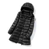 Thick Long Down Jacket Women Winter Ultra Light Down Jacket Women With Hooded Down Coat Female Hat Detachable MartLion black M 