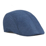 Spring and summer men's solid color hat imitation hemp beret British retro summer breathable hat for the elderly hat MartLion navy  