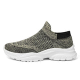 Men's Sneakers Summer Mesh Breathable Thick Sole Socks Increase Comfort Casual Sports Lazy Shoes Zapatillas De MartLion Khaki 39 