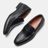 Casual Men's Moccasins Slip on Formal Loafers Leather Black Loafers with Mart Lion   