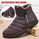 Winter Men's Ankle Snow Boots Waterproof Non Slip Shoes Casual Keep Warm Plush Couple Footwear Chaussure Homme MartLion Coffee 46 47 39 