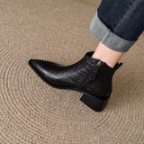 Autumn Women Boots Pointed Toe Chunky Heel for Winter Short MartLion   