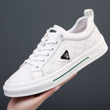 Shoes Men's Genuine Leather Casual Spring Stitch White Flat Skateboard Sneakers Mart Lion   